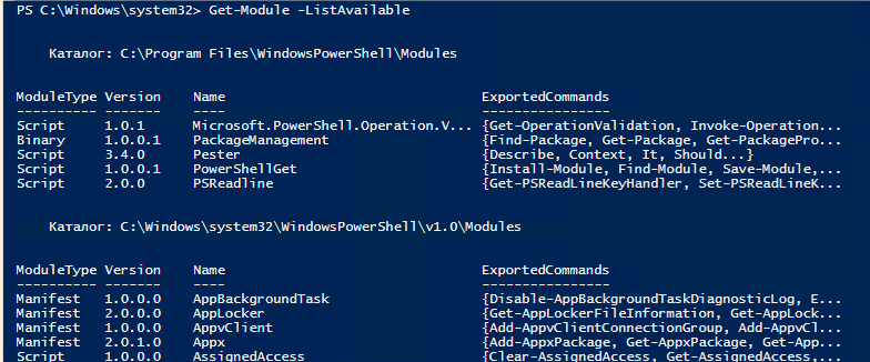 powershell установка модулей
